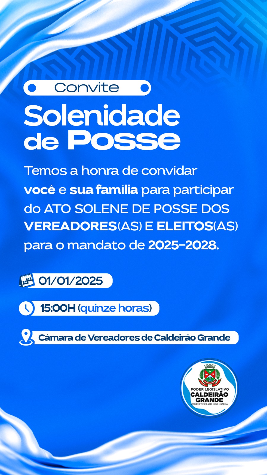Convite Solenidade de Posse da Câmara de Vereadores